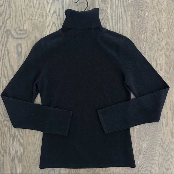 Women's TSE cashmere sweater black turtle neck long sleeves M - Picture 5 of 10